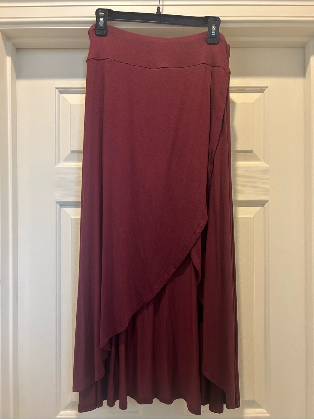 Lascana Women's Asymmetrical Wrap Maxi Skirt - Burgundy
